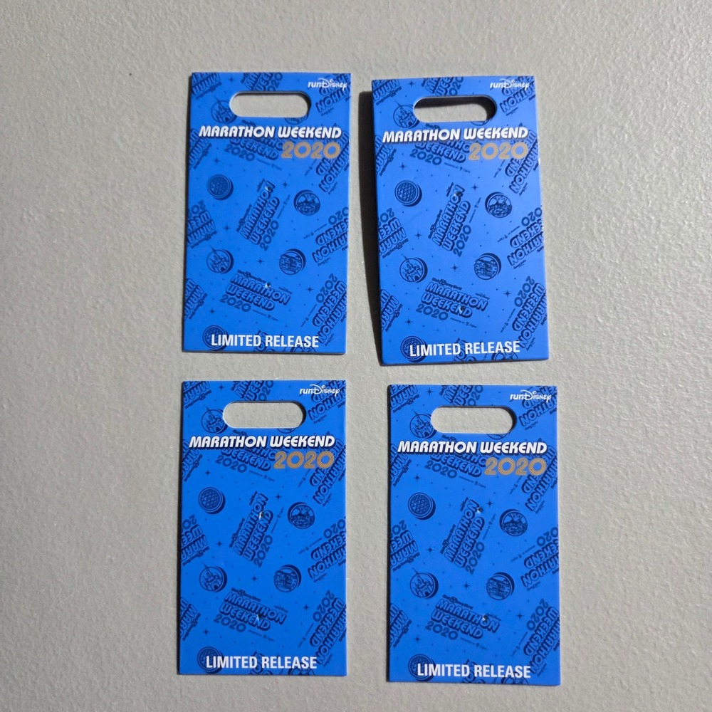 Disney Pin Backing Cards Unisex Blue 4pc Marathon Weekend 2020 Limited Release